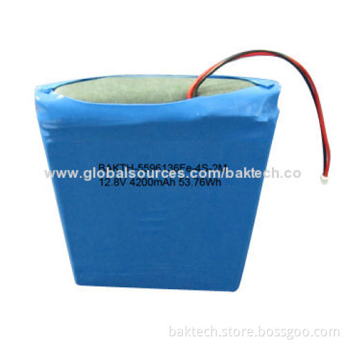 Lithium Iron Phosphate Rechargeable Battery Pack, 5596136Fe, 4S1P, 12.8V, 4,200mAh, 53.76Wh